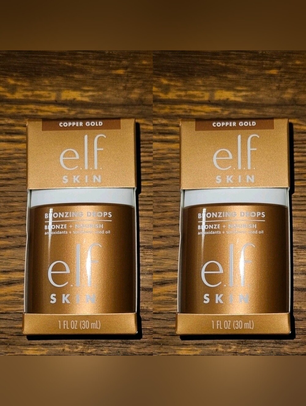 2 x Elf Skin Bronzing Drops In Copper Gold 1fl Oz BNIB